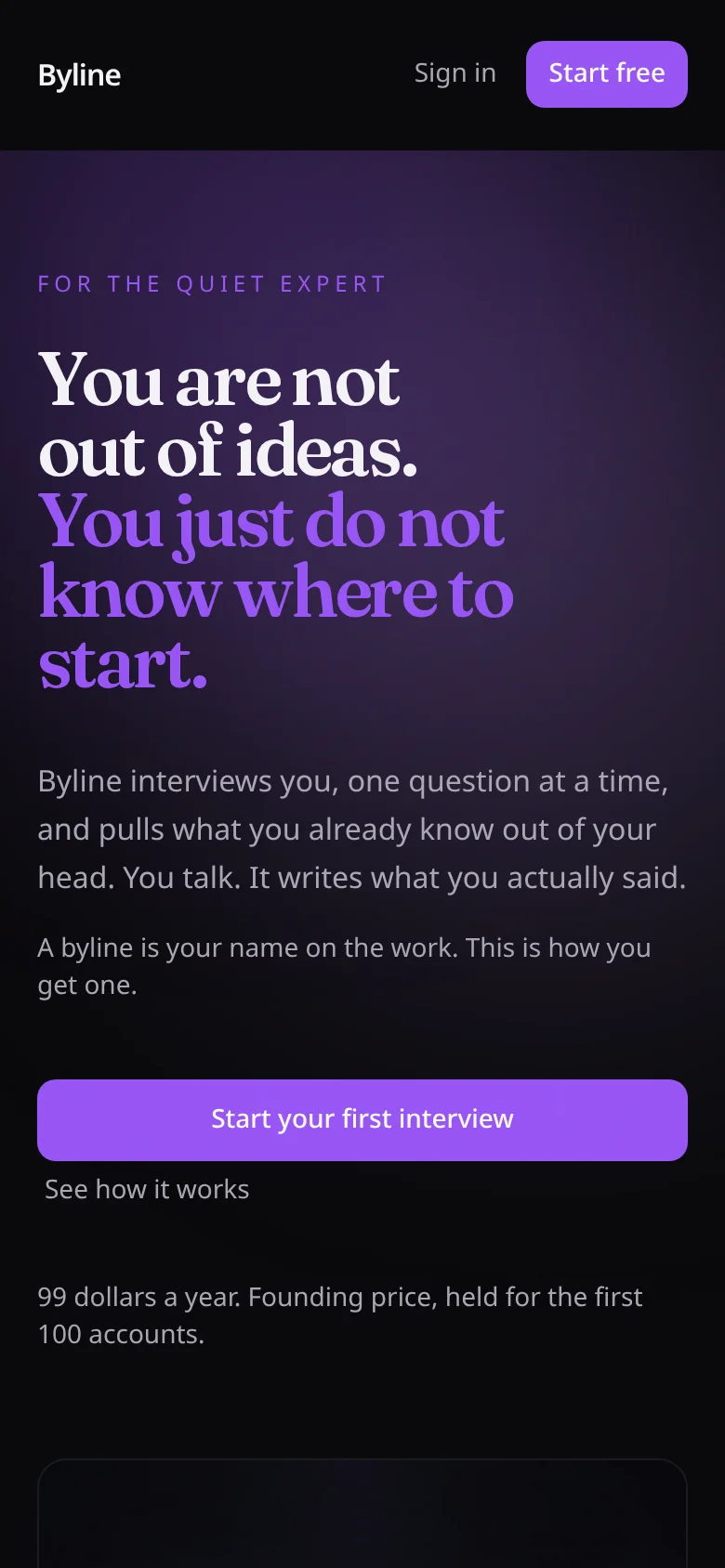 Byline on a phone