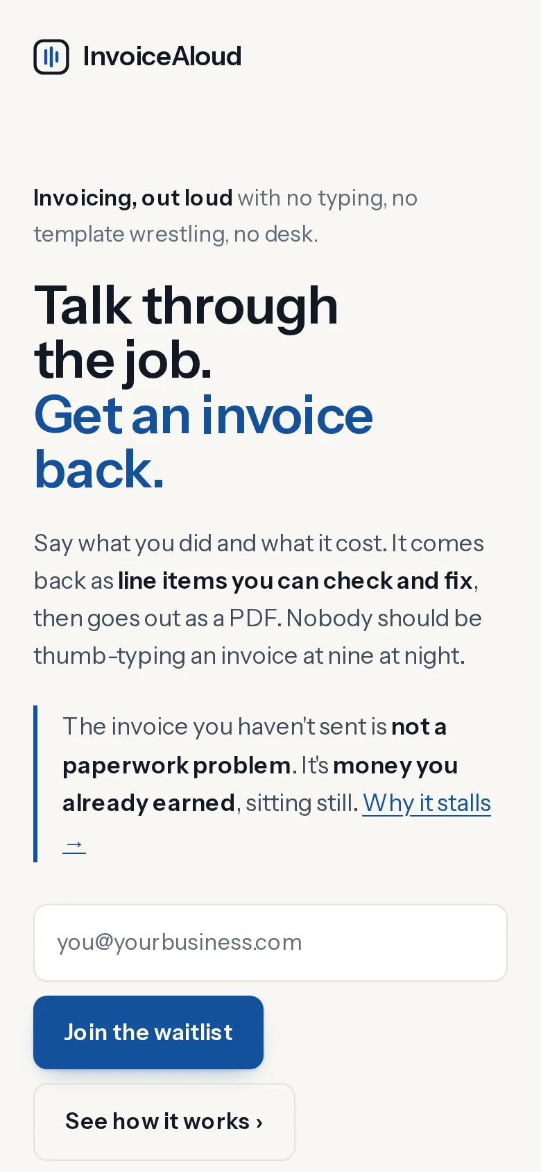InvoiceAloud on a phone